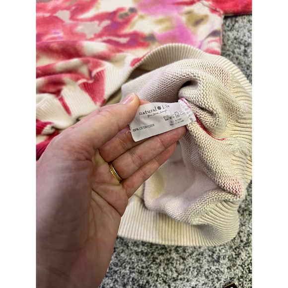 Natural Life Tie Dye Knit Sweater Women's Size L XL Pink Red Cream - Picture 9 of 10